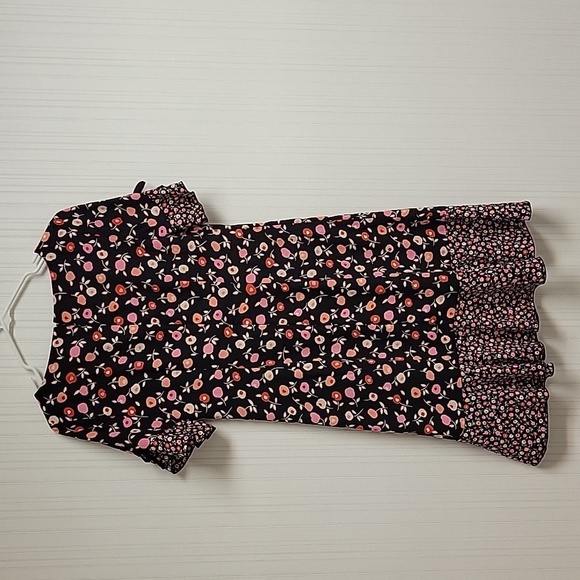 Talbots Pink Ruffled Floral Sheath Midi Dress Womens Sz 2 Polyester - Picture 6 of 9